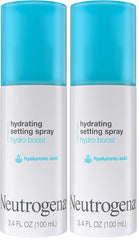 Neutrogena Hydro Boost Hydrating Makeup Setting Spray with Hyaluronic Acid,Setting Spray for Smooth,Dewy Skin,Fragrance Free,Non-Comedogenic & Hypoallergenic,3.4 fl. oz,(Pack of 2)