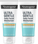 Neutrogena Ultra Gentle Daily Facial Moisturizer with SPF 30 Sunscreen with CICA,Lightweight Face Lotion-with Broad Spectrum SPF 30 for Normal to Sensitive Skin,Fragrance-Free,3.4 fl. oz,(Pack of 2)
