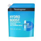 Neutrogena Hydro Boost Lightweight Hydrating Facial Cleansing Gel, Gentle Face Wash & Makeup Remover with Hyaluronic Acid, Hypoallergenic & Non Comedogenic, Refill Pouch, 16 fl. oz