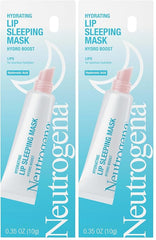 Neutrogena Hydro Boost Hydrating Lip Sleeping Mask with Hyaluronic Acid,Clear Overnight and Daily Moisturizing Treatment for Very Dry Lips,Fragrance Free Squeeze Tube Lip Balm,0.35 oz,(Pack of 2)