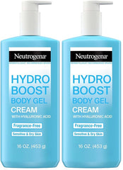 Neutrogena Hydro Boost Body Moisturizing Gel Cream with Hyaluronic Acid, Non-Greasy & Fast Absorbing, Lightweight Hydrating Body Lotion for Normal to Dry Skin, Fragrance-Free, 16 oz (Pack of 2)