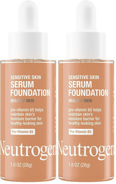 Neutrogena Healthy Skin Sensitive Skin Serum Foundation with Pro-Vitamin B5, Color Correcting & Pore Minimizing Liquid Foundation & Face Serum, Buildable Coverage, Medium/Deep 01, 1 oz (Pack of 2)