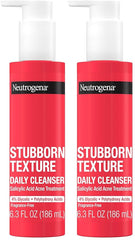 Neutrogena Stubborn Texture Daily Acne Facial Cleanser,Salicylic Acid Face Wash + Glycolic & Polyhydroxy Acids,Fragrance-Free,6.3 fl. oz,(Pack of 2)