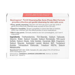 Neutrogena Facial Cleansing Bar Treatment for Acne-Prone Skin, Non-Medicated & Glycerin-Rich Hypoallergenic Formula with No Detergents or Dyes, 3.5 oz (Pack of 6)