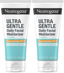 Neutrogena Ultra Gentle Daily Facial Moisturizer with SPF 30 Sunscreen with CICA,Lightweight Face Lotion-with Broad Spectrum SPF 30 for Normal to Sensitive Skin,Fragrance-Free,3.4 fl. oz,(Pack of 2)
