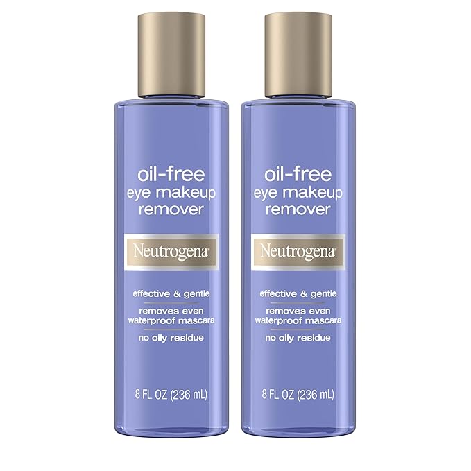 Neutrogena Oil-Free Eye Makeup Remover & Cleanser, Gentle & Non-Greasy Makeup Remover for Waterproof Mascara, 8 fl. Oz, 2 Pack