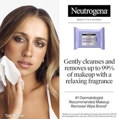 Neutrogena Makeup Remover Night Calming Cleansing Towelettes, Disposable Nighttime Face Wipes to Remove Dirt, Oil & Makeup, 25 ct