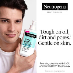 Neutrogena Ultra Gentle Foaming Facial Cleanser, Foaming Face Wash for Sensitive Skin, Gently Cleanses Away Dirt, Oil & Makeup Without Over Drying, Fragrance-Free, 12 fl. oz